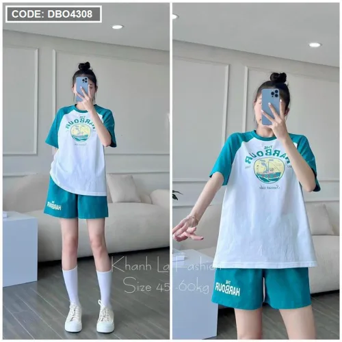 Đồ bộ quần đùi áo tay ngắn in hình chiếc thuyền