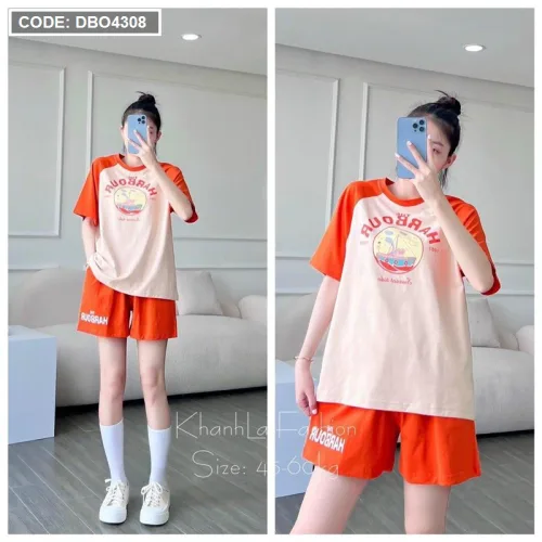 Đồ bộ quần đùi áo tay ngắn in hình chiếc thuyền