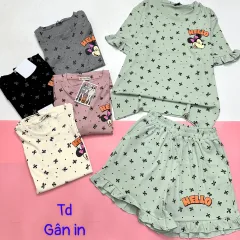 đồ bộ quần đùi áo tay ngắn in hình chuột hello