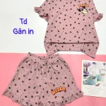 đồ bộ quần đùi áo tay ngắn in hình chuột hello