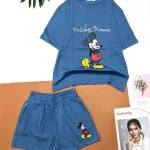 Đồ bộ quần đùi áo tay ngắn in hình chuột mickey
