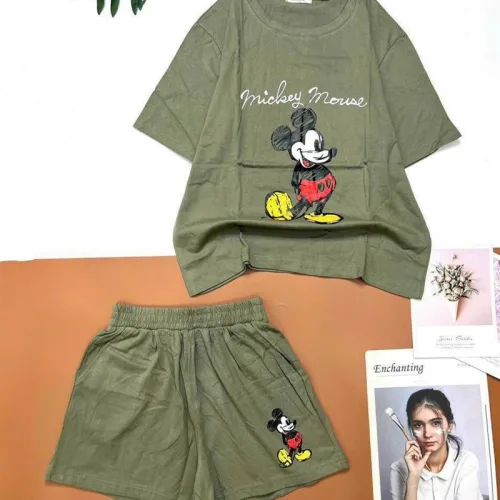 Đồ bộ quần đùi áo tay ngắn in hình chuột mickey