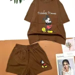 Đồ bộ quần đùi áo tay ngắn in hình chuột mickey
