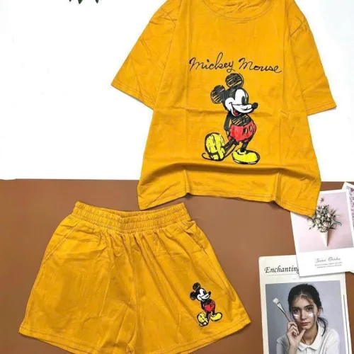 Đồ bộ quần đùi áo tay ngắn in hình chuột mickey