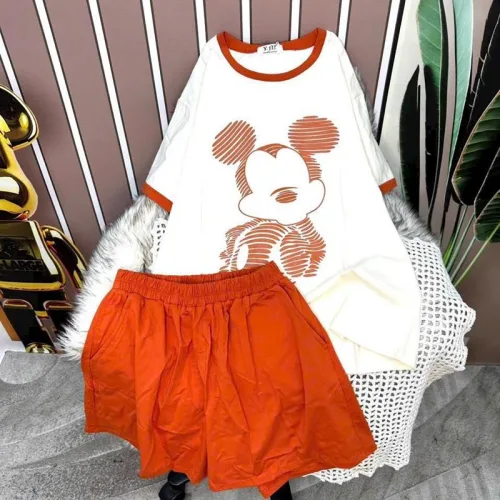 Đồ bộ quần đùi áo tay ngắn in hình chuột mickey
