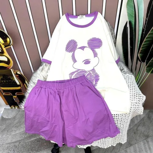 Đồ bộ quần đùi áo tay ngắn in hình chuột mickey