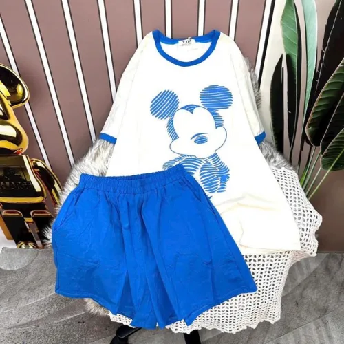 Đồ bộ quần đùi áo tay ngắn in hình chuột mickey