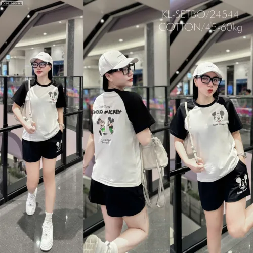 đồ bộ quần đùi áo tay ngắn in hình chuột mickey size lớn