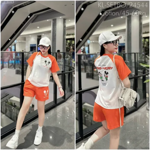 đồ bộ quần đùi áo tay ngắn in hình chuột mickey size lớn