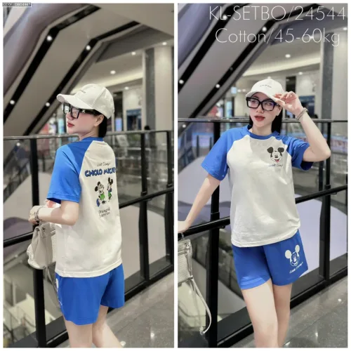 đồ bộ quần đùi áo tay ngắn in hình chuột mickey size lớn