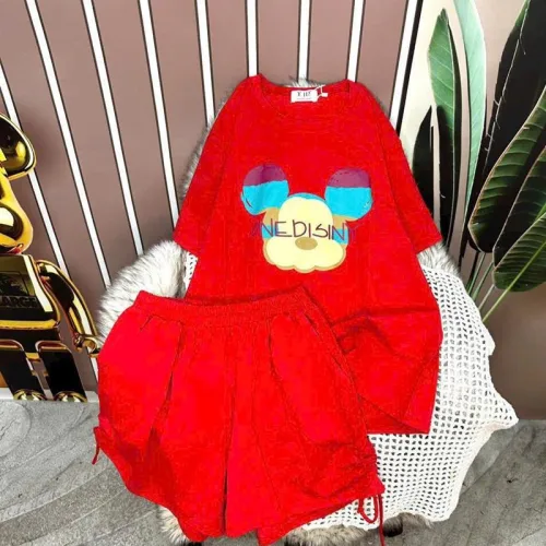 Đồ bộ quần đùi áo tay ngắn in hình đầu chuột mickey