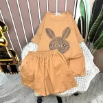 Đồ bộ quần đùi áo tay ngắn in hình đầu thỏ