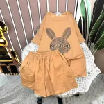 Đồ bộ quần đùi áo tay ngắn in hình đầu thỏ