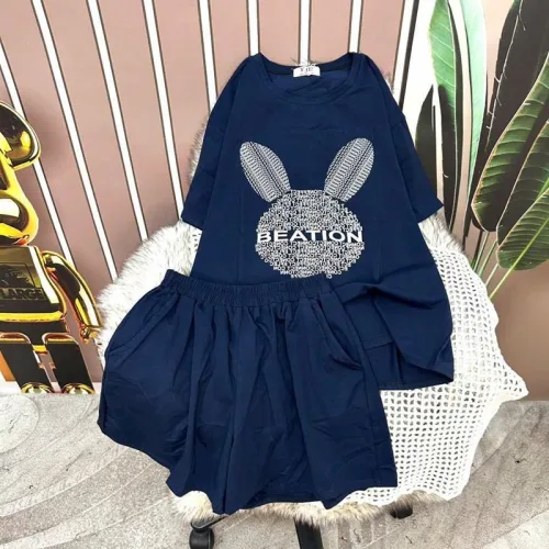 Đồ bộ quần đùi áo tay ngắn in hình đầu thỏ