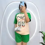 Đồ bộ quần đùi áo tay ngắn in hình đôi dép