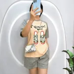 Đồ bộ quần đùi áo tay ngắn in hình đôi dép