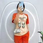 Đồ bộ quần đùi áo tay ngắn in hình đôi dép