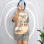Đồ bộ quần đùi áo tay ngắn in hình đôi dép