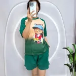 Đồ bộ quần đùi áo tay ngắn in hình em bé đội mũ
