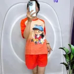 Đồ bộ quần đùi áo tay ngắn in hình em bé đội mũ