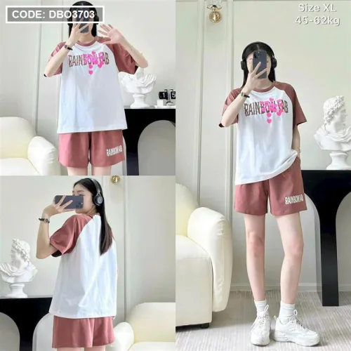 Đồ bộ quần đùi áo tay ngắn in hình form rộng
