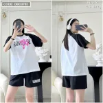 Đồ bộ quần đùi áo tay ngắn in hình form rộng