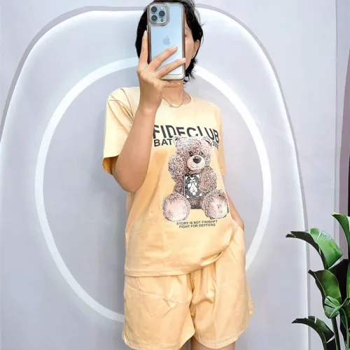 Đồ bộ quần đùi áo tay ngắn in hình gấu