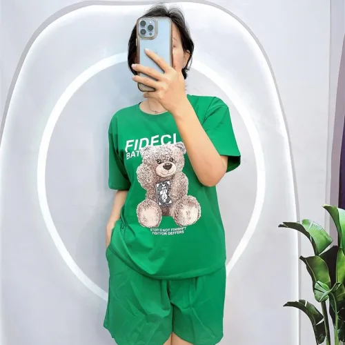 Đồ bộ quần đùi áo tay ngắn in hình gấu