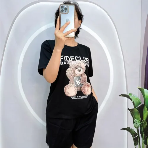 Đồ bộ quần đùi áo tay ngắn in hình gấu