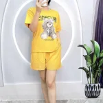Đồ bộ quần đùi áo tay ngắn in hình gấu