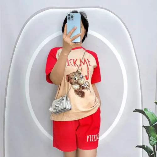 Đồ bộ quần đùi áo tay ngắn in hình gấu