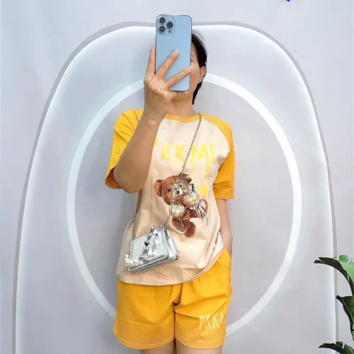 Đồ bộ quần đùi áo tay ngắn in hình gấu