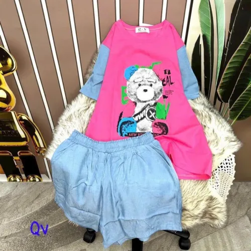 Đồ bộ quần đùi áo tay ngắn in hình gấu