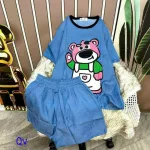 Đồ bộ quần đùi áo tay ngắn in hình gấu hồng