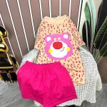 Đồ bộ quần đùi áo tay ngắn in hình gấu hồng