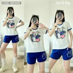 Đồ bộ quần đùi áo tay ngắn in hình gấu màu