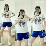 đồ bộ quần đùi áo tay ngắn in hình gấu màu quần màu tay áo