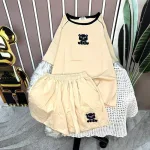 Đồ bộ quần đùi áo tay ngắn in hình gấu trắng nhỏ