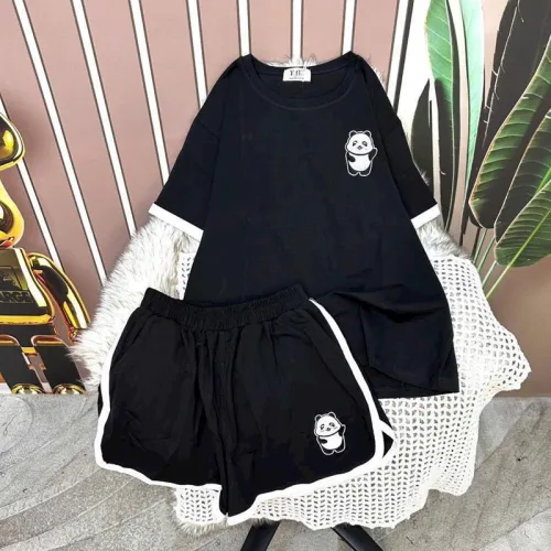 Đồ bộ quần đùi áo tay ngắn in hình gấu trúc