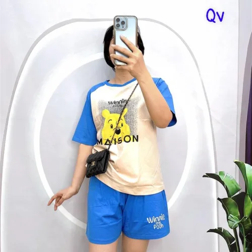 Đồ bộ quần đùi áo tay ngắn in hình gấu vàng