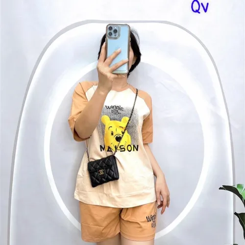 Đồ bộ quần đùi áo tay ngắn in hình gấu vàng