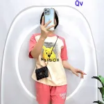 Đồ bộ quần đùi áo tay ngắn in hình gấu vàng
