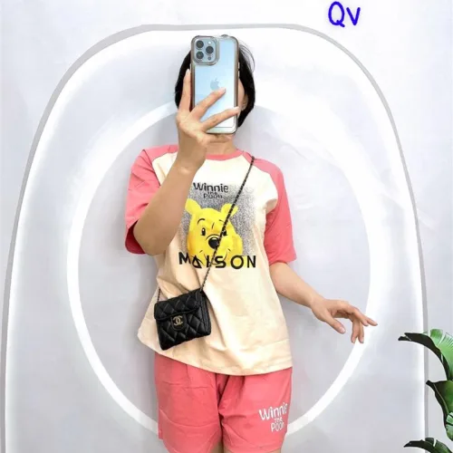 Đồ bộ quần đùi áo tay ngắn in hình gấu vàng