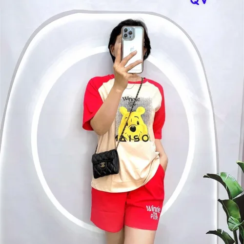Đồ bộ quần đùi áo tay ngắn in hình gấu vàng