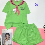 đồ bộ quần đùi áo tay ngắn in hình khăn quàng