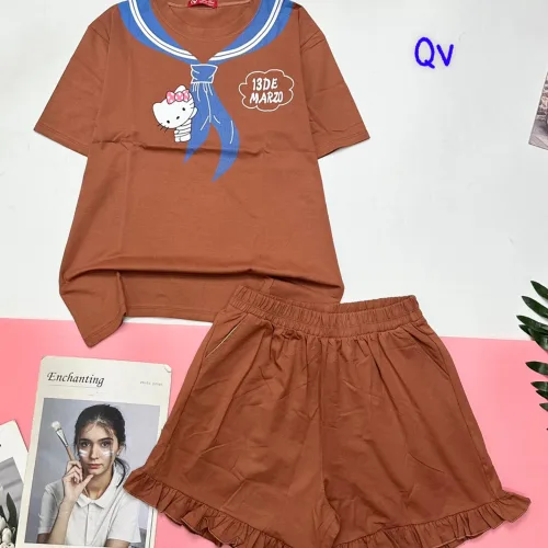 đồ bộ quần đùi áo tay ngắn in hình khăn quàng