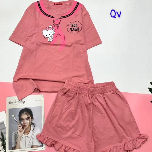 đồ bộ quần đùi áo tay ngắn in hình khăn quàng