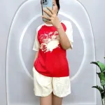 Đồ bộ quần đùi áo tay ngắn in hình loang
