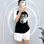 Đồ bộ quần đùi áo tay ngắn in hình loang
