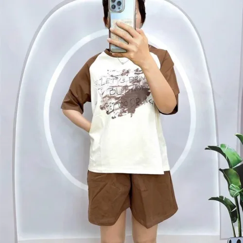 Đồ bộ quần đùi áo tay ngắn in hình loang